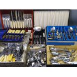 MAPPIN & WEBB & OTHER CASED & LOOSE CUTLERY including Apostle spoons, small silver content ETC