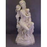 CRACKLE GLAZE TYPE GROUP - Mother with Child and Cherub, 59cms tall