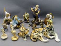 SHIWAN CERAMIC FIGURES, Italian composition figures and two USSR tiger figures