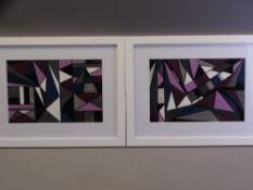 SHAN ECCLES (Emerging Deganwy Artist) - a pair of small abstract paintings of fine subdued shades,