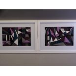 SHAN ECCLES (Emerging Deganwy Artist) - a pair of small abstract paintings of fine subdued shades,