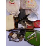 MIXED COLLECTABLES including a silver bladed mother of pearl fruit knife, charoute holder, Watermans