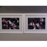 SHAN ECCLES (Emerging Deganwy Artist) - a pair of small abstract paintings of fine subdued shades,