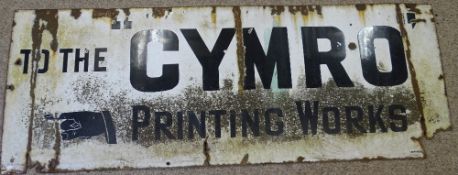 ENAMEL SIGN for Cymro Printing Works, 46 x 122cms