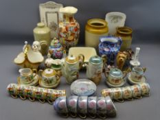 SATSUMA VASE, 33cms tall, Eggshell teaware, Ringtons jug and an assortment of similar items (2