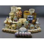 SATSUMA VASE, 33cms tall, Eggshell teaware, Ringtons jug and an assortment of similar items (2