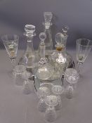 DECANTERS and assorted drinking glassware, tray ETC