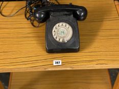 MID-CENTURY FOLDOVER TEA TROLLEY and black dial-up telephone