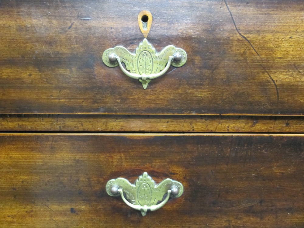 GEORGIAN MAHOGANY CHEST of two short over three long drawers, oak lined with cock beaded edging, - Image 4 of 4