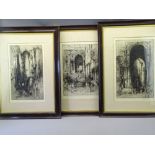 HEDLEY FITTON early engravings (3) - Genoa, Venice and Edinburgh, signed in pencil, 33 x 50cms