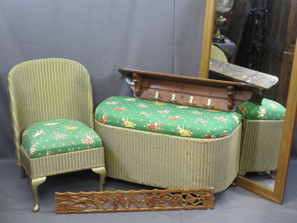 VINTAGE FURNITURE PARCEL, five items to include a Lloyd Loom style bedroom chair and blanket chest