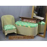 VINTAGE FURNITURE PARCEL, five items to include a Lloyd Loom style bedroom chair and blanket chest