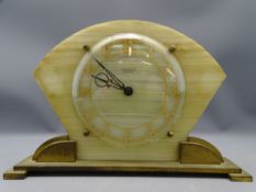 FINNIGANS LTD, MANCHESTER ART DECO STYLE BRASS & MARBLE MANTEL CLOCK