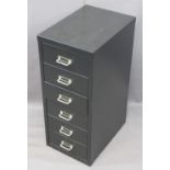 NEAT SIX DRAWER METAL FILE CABINET, 67cms H, 28cms W, 40cms D