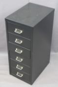 NEAT SIX DRAWER METAL FILE CABINET, 67cms H, 28cms W, 40cms D