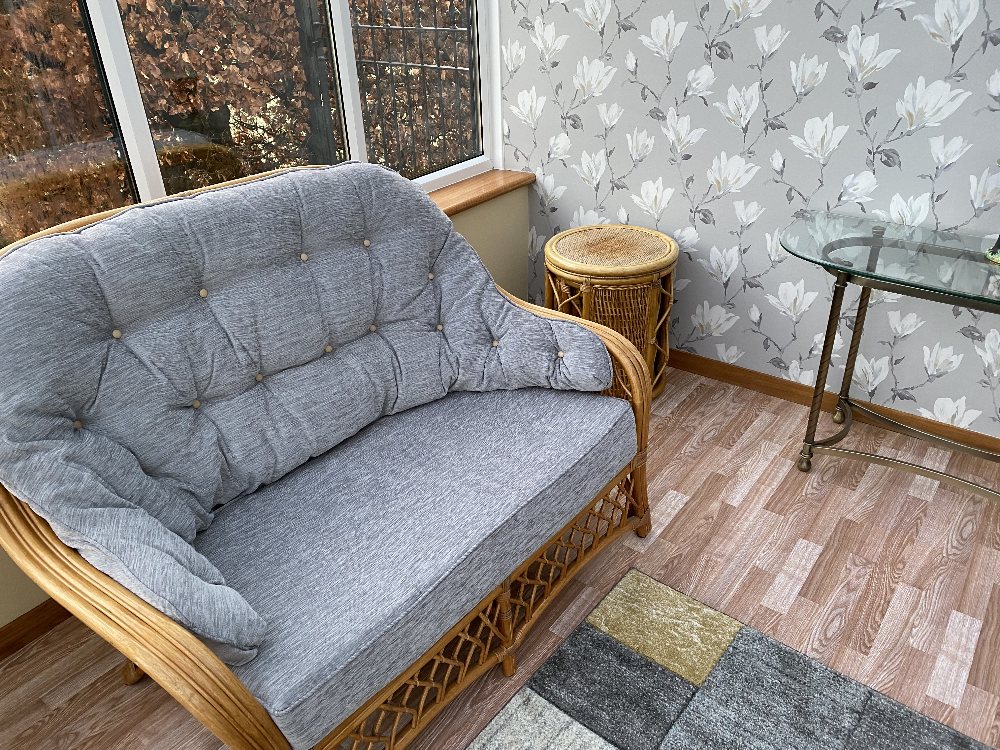 MODERN CONSERVATORY SUITE comprising 2 x two seater settees, two armchairs and occasional tables