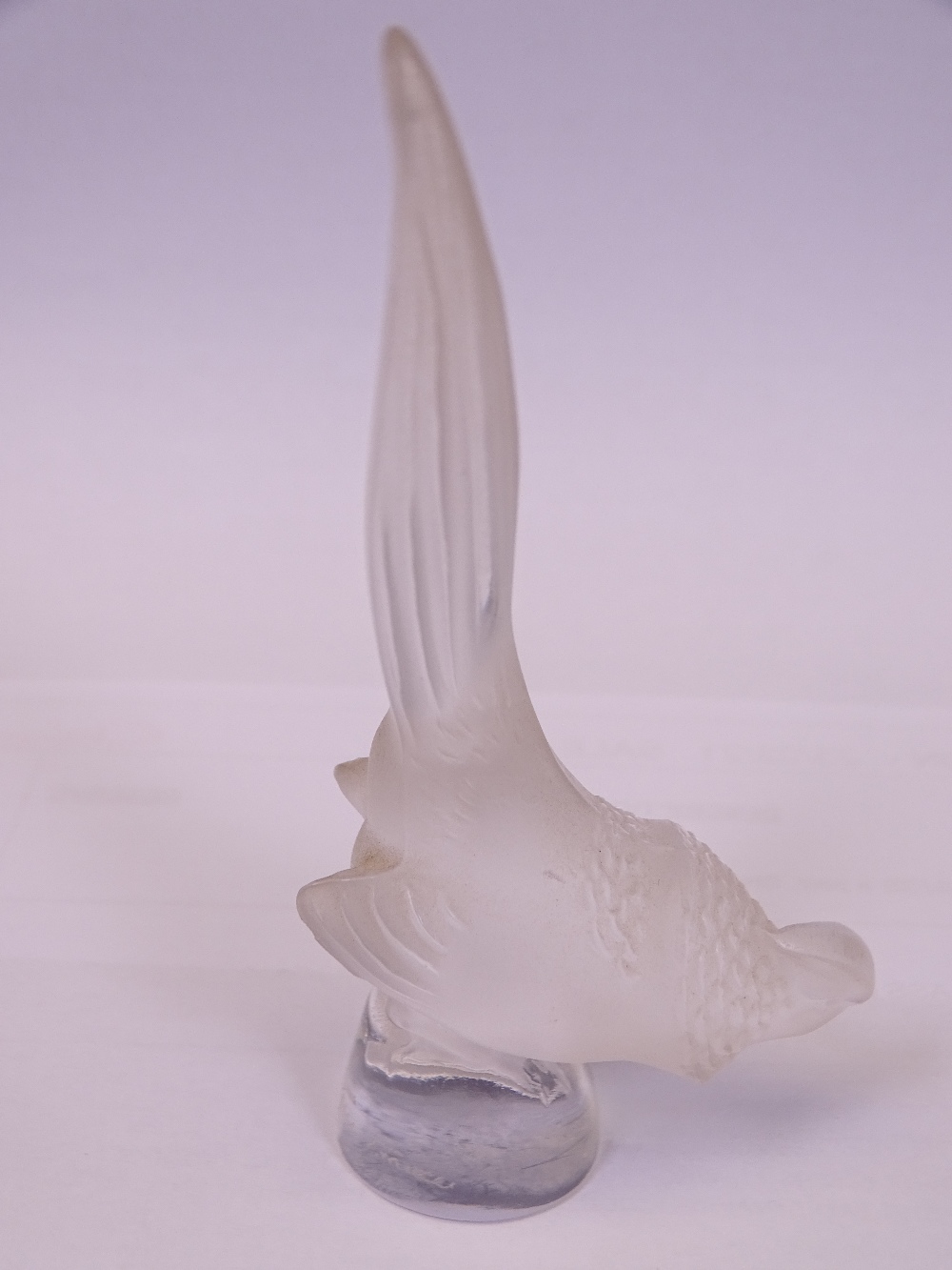 LALIQUE FROSTED GLASS PHEASANT with engraved signature 'Lalique France' to the back, 9cms H - Image 2 of 5