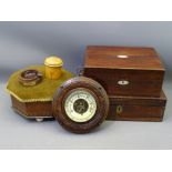 TREEN WORK BOXES, foot stool, barometer ETC