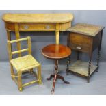 VINTAGE & REPRODUCTION OCCASIONAL FURNITURE, four items to include inlaid walnut single drawer