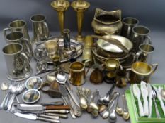 PEWTER, EPNS & OTHER METAL WARE including tankards ETC and flatware (some scrap silver)