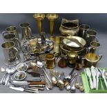 PEWTER, EPNS & OTHER METAL WARE including tankards ETC and flatware (some scrap silver)