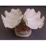 WEDGWOOD CORAL & SHELL PEDESTAL BOWL, 17cms H, 31cms W, 25cms D