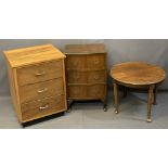 VINTAGE & LATER FURNITURE PARCEL, three items to include a teak three drawer chest, 70cms H, 54cms