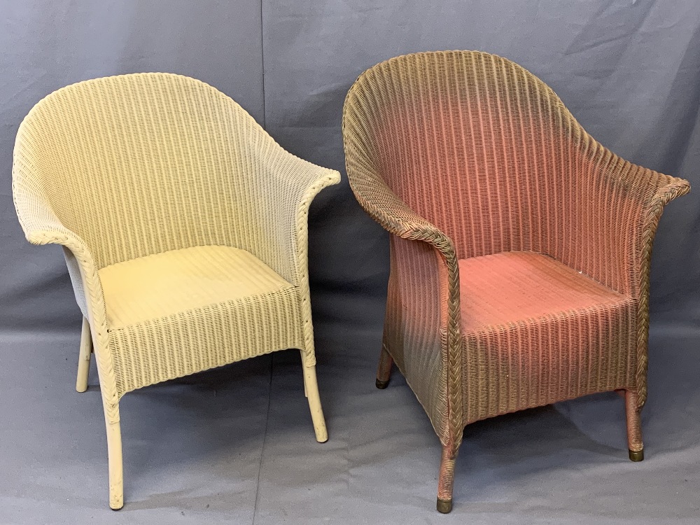 LLOYD LOOM LUSTY FURNITURE, 3 items to include two armchairs, one pink and gilt, the other cream - Image 2 of 2
