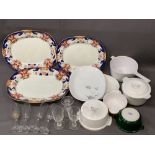 MASONS IRONSTONE PLATTERS, two others, three rummers, four flutes and 'Vision' cookware