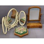 DRESSING MIRRORS (2) and a tapestry top footstool including a Victorian mahogany swing toilet mirror