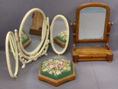 DRESSING MIRRORS (2) and a tapestry top footstool including a Victorian mahogany swing toilet mirror