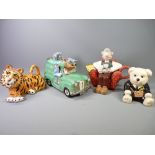 NOVELTY TEAPOTS, Wallace & Gromit - a Paul Cardew design and a Tiger teapot by Bluesky and a