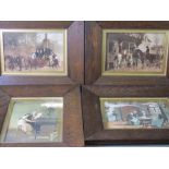 SET OF FOUR VINTAGE OAK FRAMED CLASICALLY SCENED PRINTS, 16 x 24.5cms, 34 x 42cms overall