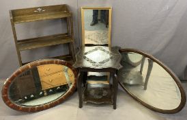 VINTAGE FURNITURE PARCEL, five items to include an open four-tier bookshelf, 98.5cms H, 56cms W,