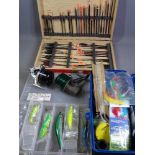 FISHING LURES, FLOATS, REELS ETC