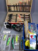 FISHING LURES, FLOATS, REELS ETC