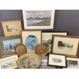 ANTIQUE OVAL PRINTS and a parcel of other paintings and prints ETC