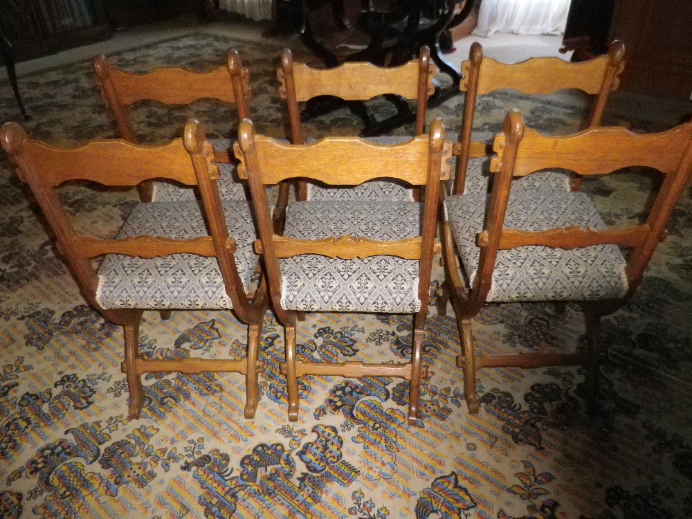 SET OF 6 GOTHIC STYLE SALON/DINING CHAIRS having rose roundels carved to the crest and central - Image 3 of 3