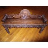 VICTORIAN CARVED OAK HALL BENCH, 77.5cms H, 120cms W, 28cms seat depth