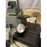 ARGUS 300 PROJECTOR, another, retro style Bush radio, Humax player, Miller vintage vehicle spotlight