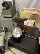 ARGUS 300 PROJECTOR, another, retro style Bush radio, Humax player, Miller vintage vehicle spotlight