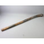 NATIVE WOODEN CLUB with gently curving, widening handle, 92cms L