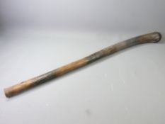 NATIVE WOODEN CLUB with gently curving, widening handle, 92cms L