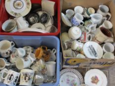 VINTAGE COMMEMORATIVE CHINA & GLASSWARE, a good quantity (within 2 plastic crates and 1 box)