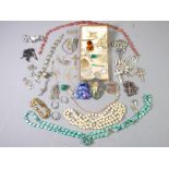 VINTAGE & LATER JEWELLERY, a mixed quantity, some hallmarked silver including a blue and white