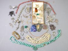 VINTAGE & LATER JEWELLERY, a mixed quantity, some hallmarked silver including a blue and white