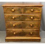 VICTORIAN MAHOGANY CHEST of two short over three long drawers on a plinth base, 113cms H, 110cms