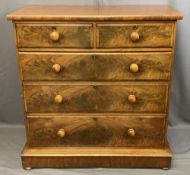 VICTORIAN MAHOGANY CHEST of two short over three long drawers on a plinth base, 113cms H, 110cms