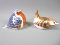 ROYAL CROWN DERBY PAPERWEIGHTS, a Wren and a Robin Red Breast