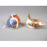 ROYAL CROWN DERBY PAPERWEIGHTS, a Wren and a Robin Red Breast